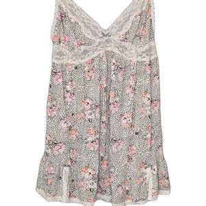 Victoria's Secret Vintage 2012 Floral Polka Dot Lace Slip Dress Nightgown Medium